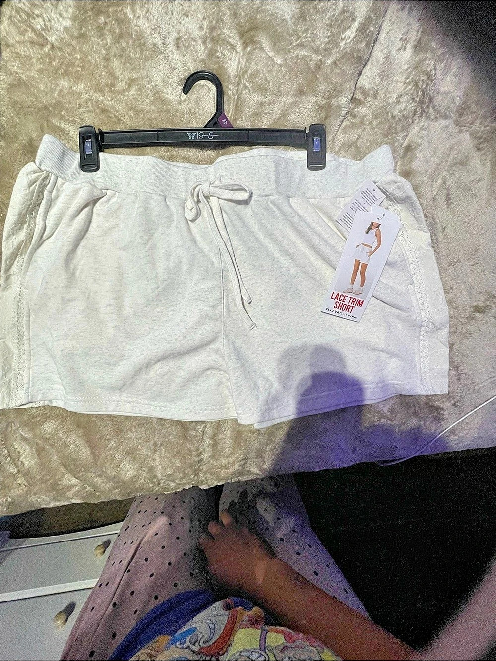 Celebrity Pink Lace Trim Tie Front Short Shorts White XXXL